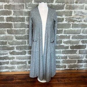 NWT LuLaRoe Sarah Heather Gray and White Open Full Length Duster Size XS